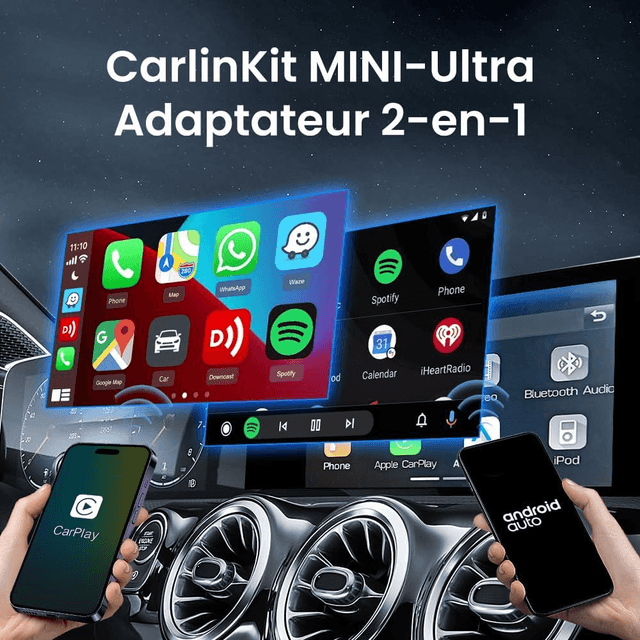 Carlinkit Mini Ultra – Adaptateur CarPlay & Android Auto Sans Fil (USB-A & USB-C)