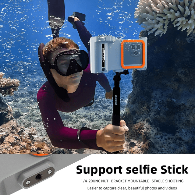 Caisson Étanche Shellbox Pro-Go – Boîtier de Plongée avec Télécommande Bluetooth & Lampe Intégrée – Compatible iPhone 16/15/14/13 & Samsung S24/S23