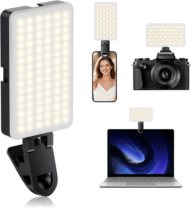 Lampe Selfie LED BNEHOV 90 LED – 3 Modes de Couleur &amp; 10 Niveaux de Luminosité, Clip Universel pour Téléphone, Caméra, PC ou Appareil Photo