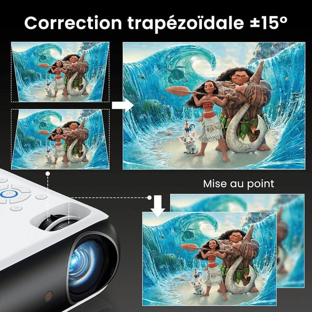 HAPPRUN H1 – Mini Vidéoprojecteur Full HD 1080P Bluetooth avec Haut-Parleur Intégré