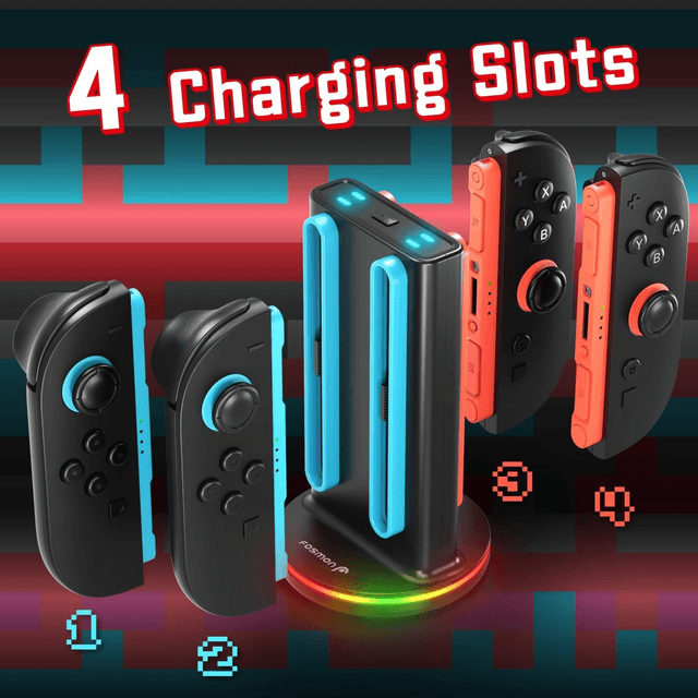 Chargeur Manette Nintendo Switch2 – 4 emplacements avec LED & Éclairage RGB