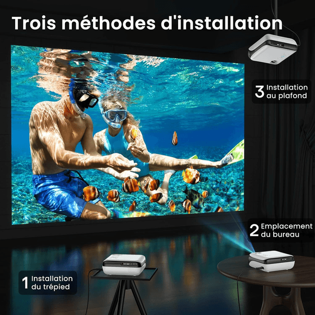 HAPPRUN H1 – Mini Vidéoprojecteur Full HD 1080P Bluetooth avec Haut-Parleur Intégré