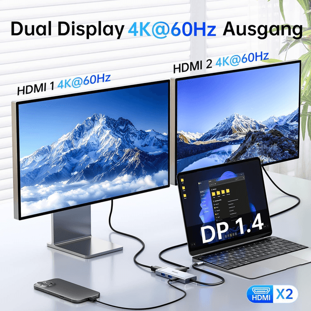 Hub USB-C 6-en-1 Melelink – Adaptateur Multiports avec HDMI 4K, 3 USB 3.0 et Charge Rapide 100W PD pour MacBook, Dell, HP, Lenovo