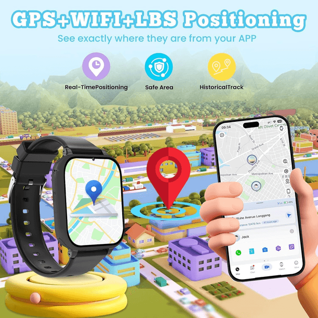 Montre Connectée Enfant 4G CATIGIFT – GPS, Appel Vidéo, SOS, Jeux & Réveil (4-12 Ans)