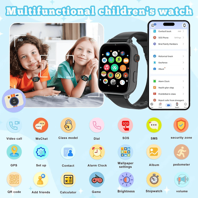 Montre Connectée Enfant 4G CATIGIFT – GPS, Appel Vidéo, SOS, Jeux & Réveil (4-12 Ans)