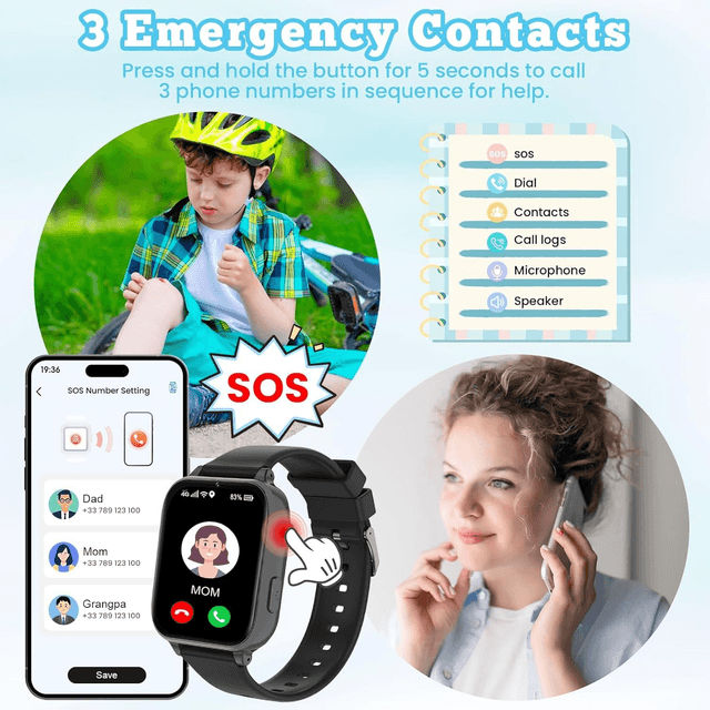 Montre Connectée Enfant 4G CATIGIFT – GPS, Appel Vidéo, SOS, Jeux & Réveil (4-12 Ans)