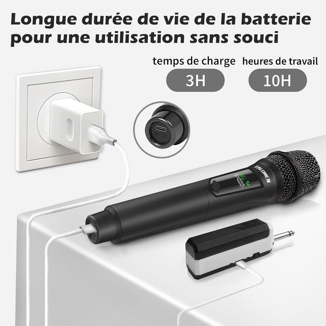 TALOMEN K60 – Kit 4 Micros Sans Fil 2,4 GHz avec Récepteur (50 m) – Karaoké & Fête