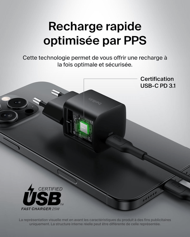 Belkin BoostCharge Pro – Batterie Externe 20 000 mAh + Chargeur Secteur 25 W + Câble USB-C 60 W & Pochette de Transport