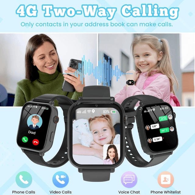 Montre Connectée Enfant 4G CATIGIFT – GPS, Appel Vidéo, SOS, Jeux & Réveil (4-12 Ans)