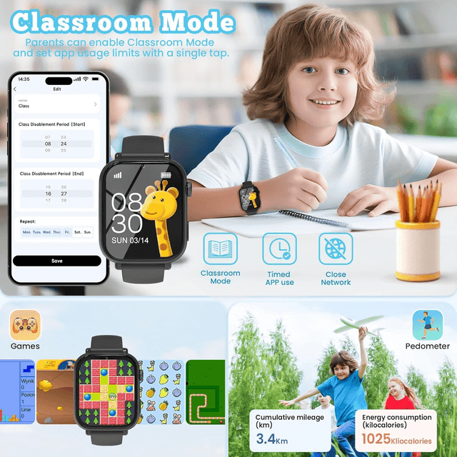 Montre Connectée Enfant 4G CATIGIFT – GPS, Appel Vidéo, SOS, Jeux & Réveil (4-12 Ans)