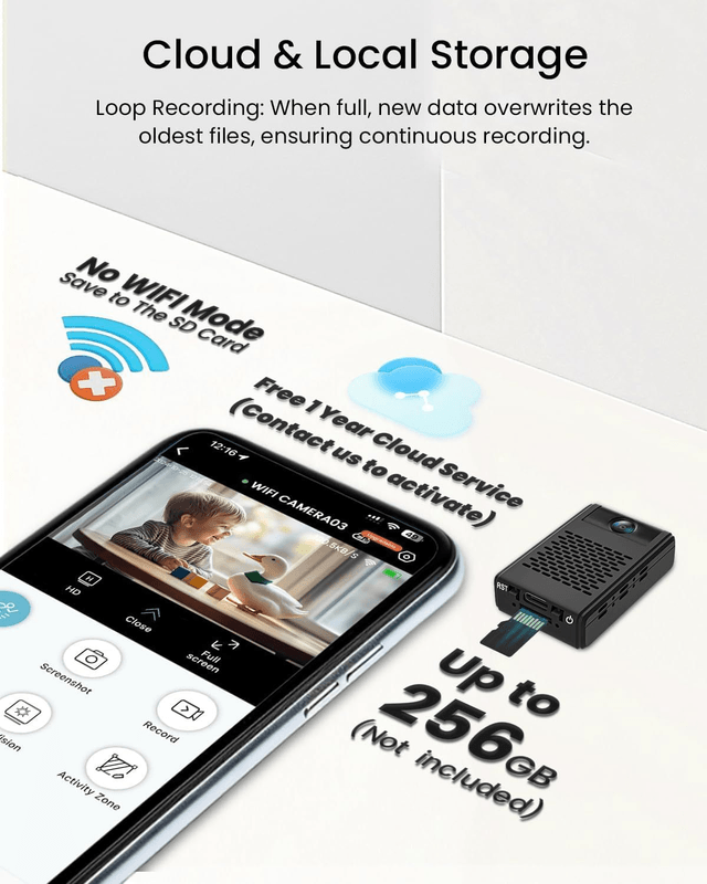 Mini Caméra Wi-Fi 4K – Vision Nocturne & Détection de Mouvement, Surveillance Intérieure avec Application Mobile