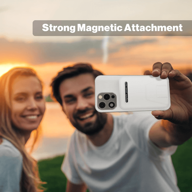 Batterie Externe Magnétique 10000mAh – Charge Rapide 22.5W, Affichage LED et Support Pliable, Compatible iPhone 17/16/15/14/13/12 Séries – Blanc