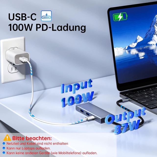 Hub USB-C 6-en-1 Melelink – Adaptateur Multiports avec HDMI 4K, 3 USB 3.0 et Charge Rapide 100W PD pour MacBook, Dell, HP, Lenovo